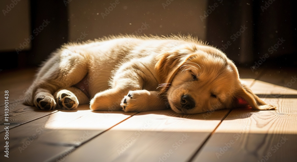 custom made wallpaper toronto digitalPuppy sleeping on wooden floor in sunlight