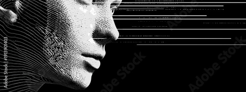 close up of woman face siluette vector illustartion 