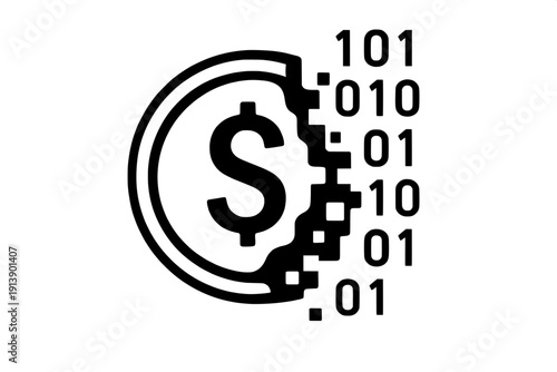 Digital Currency Evolution Illustrative Icon - Fintech Transformation