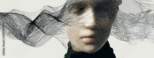 close up of woman face siluette vector illustartion 