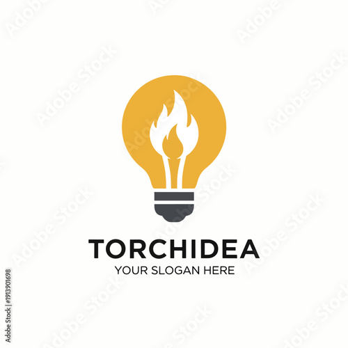 Bright Idea Illustration: Light Bulb with Flame Symbolizing Innovation and Creative Solutions