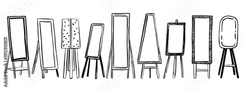 vector illusttration set of mirrors and frames isolated on white background 