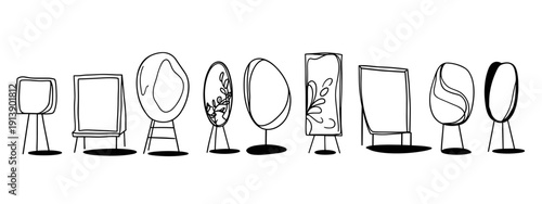 vector illusttration set of mirrors and frames isolated on white background 