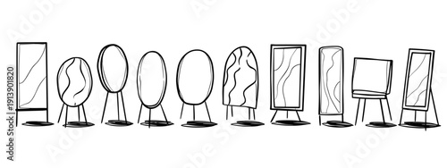 vector illusttration set of mirrors and frames isolated on white background 