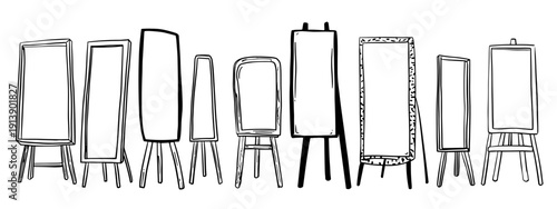 vector illusttration set of mirrors and frames isolated on white background 