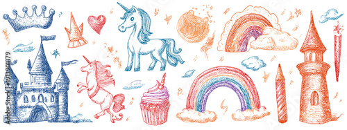 white book with children's drawings hand drawn vector illustration