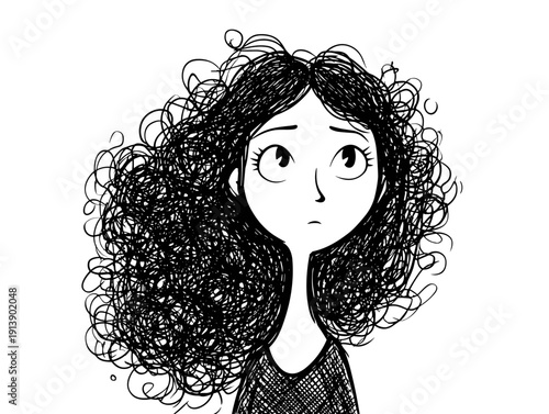 pretty cut girl with long hair portrait isolated on white background vector illustration 