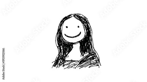 pretty cut girl with long hair portrait isolated on white background vector illustration 