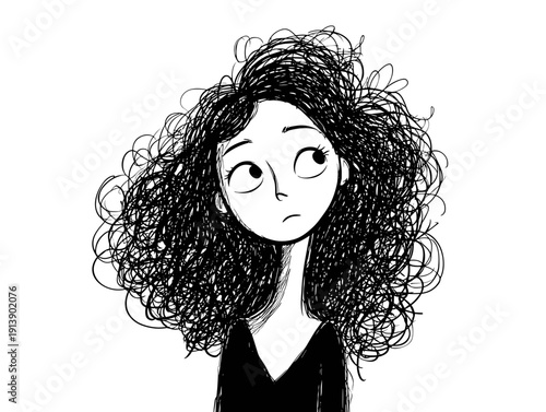 vector illustratoin girl with long hair isolated on white background 