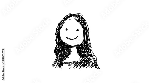 vector illustratoin girl with long hair isolated on white background 