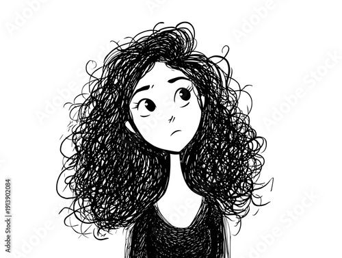 vector illustratoin girl with long hair isolated on white background 