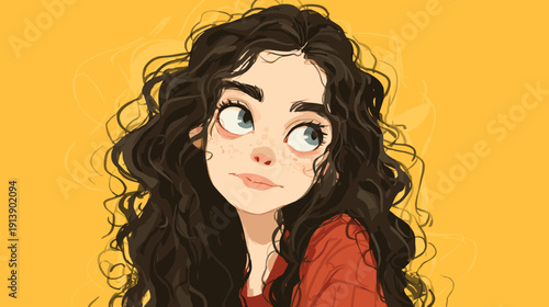 vector illustration of cute pretty girl
