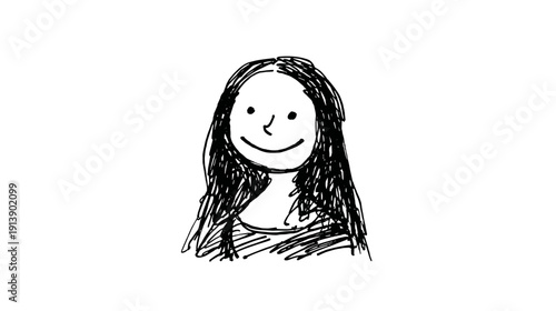 vector illustratoin girl with long hair isolated on white background 