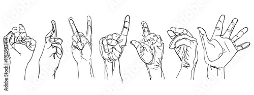 set of hand gestures movement vector illustration isolated on white background
