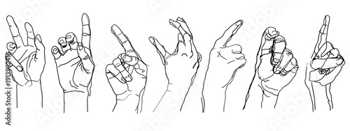 set of hand gestures movement vector illustration isolated on white background