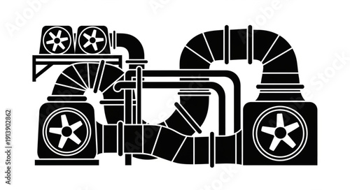 Industrial machinery with pipes and ventilation system.