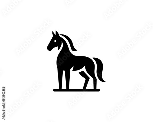 Horse full body silhouette minimal vector logo for brand identity