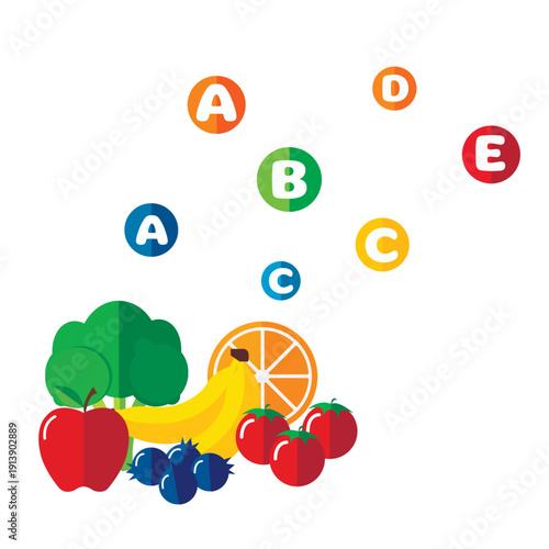 an image of fruits and vegetables symbolizing natural vitamins
