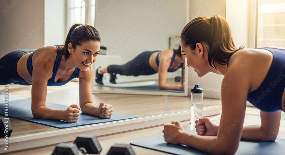 custom made wallpaper toronto digitalTwo women doing push-ups in a home workout session