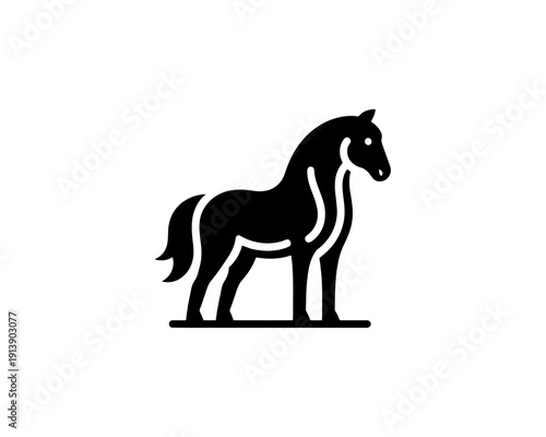 Horse full body silhouette minimal vector logo for brand identity