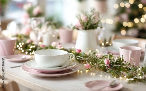 Wallpaper Mural Elegant Soft Pastel Table Setting with Floral Accents for Special Occasions Torontodigital.ca