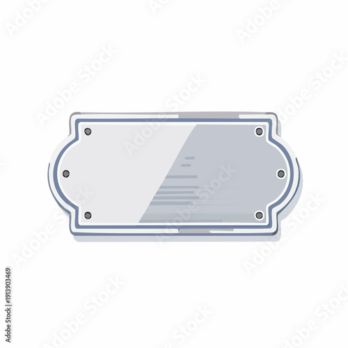 Blank metal plaque with a rounded design and subtle shadow for text or branding