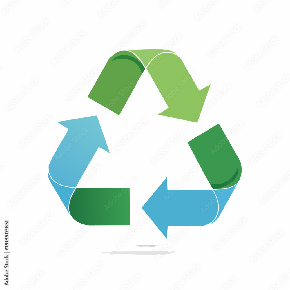 Fototapeta premium Recycling symbol with blue and green arrows