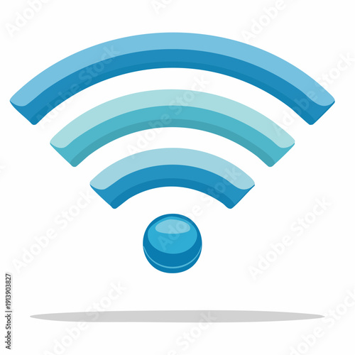 Blue Wi-Fi Signal Icon Isolated on White, Wireless Network Connection