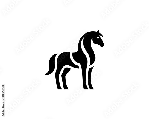Horse full body silhouette minimal vector logo for brand identity