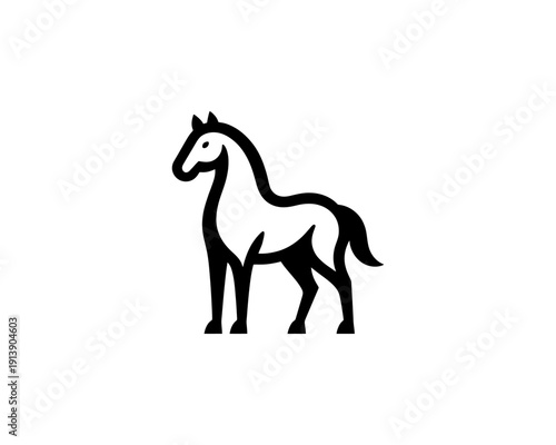 Horse full body silhouette minimal vector logo for brand identity