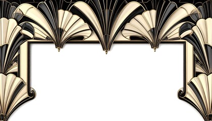 Elegant Art Deco Frame Gold Black Decorative Border