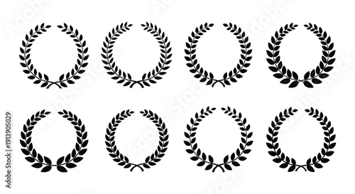Collection of black laurel wreaths arranged in a grid pattern