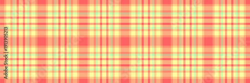 Picture tartan seamless texture, show fabric plaid textile. Seventies check pattern background vector in yellow and red colors.