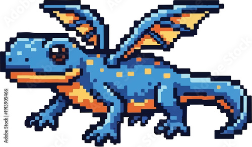 Pixel art dragon creature illustration
