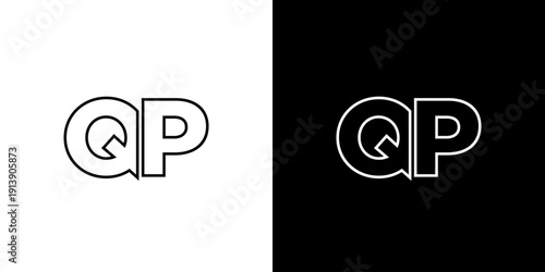 Letter Q and P, QP logo design template. Minimal monogram initial based logotype.