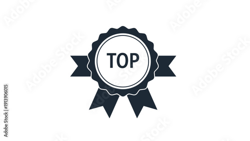 Dark blue ruffled badge icon with the word "TOP" in the center, representing high quality, best performance, or premium status.