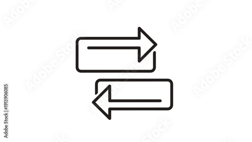 Two horizontal rectangular arrows, one pointing right and one pointing left, stacked, representing data transfer, exchange, or transaction.