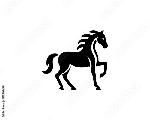 Horse full body silhouette minimal vector logo for brand identity