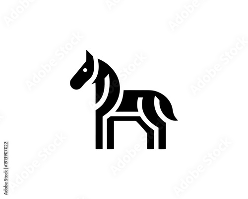 Horse full body silhouette minimal vector logo for brand identity