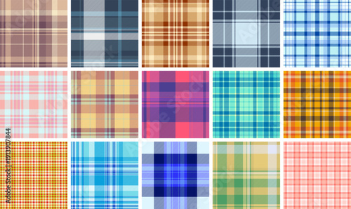 Seasonal plaid collection created for Thanksgiving sales. Festive tartan visuals reinforce holiday mood. Vector scalability supports campaigns.