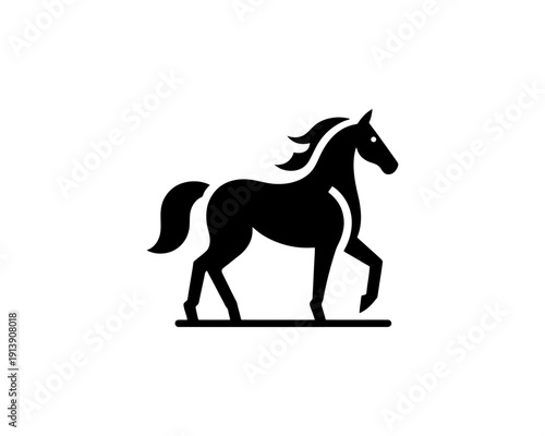 Horse full body silhouette minimal vector logo for brand identity