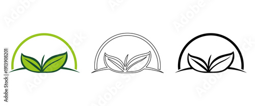 Green leaf natural organic eco logo icon vector illustration design