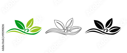 Green leaf organic natural eco agriculture logo icon vector illustration design