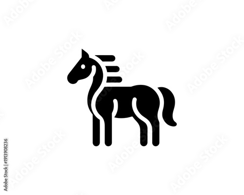 Horse full body silhouette minimal vector logo for brand identity