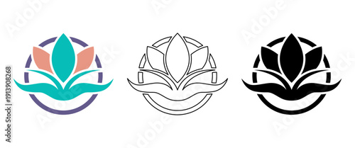 Natural lotus flower spa wellness therapy logo icon vector illustration design