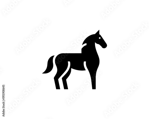 Horse full body silhouette minimal vector logo for brand identity