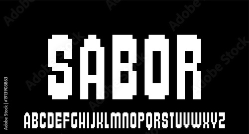 UNIQUE display font PIXEL 8 BIT RETRO VINTAGE MODERN typeface ALPHABET SET