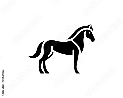 Horse full body silhouette minimal vector logo for brand identity