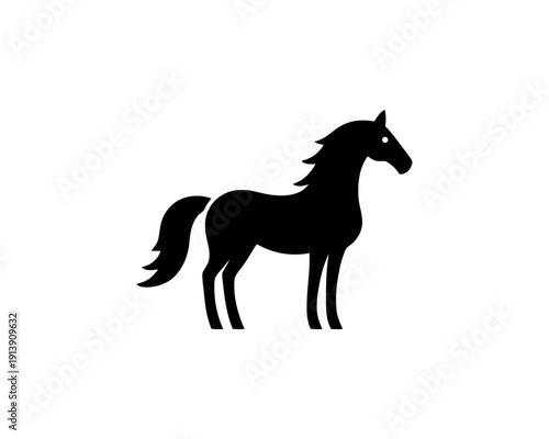 Horse full body silhouette minimal vector logo for brand identity