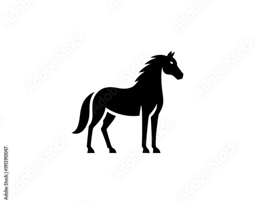 Horse full body silhouette minimal vector logo for brand identity